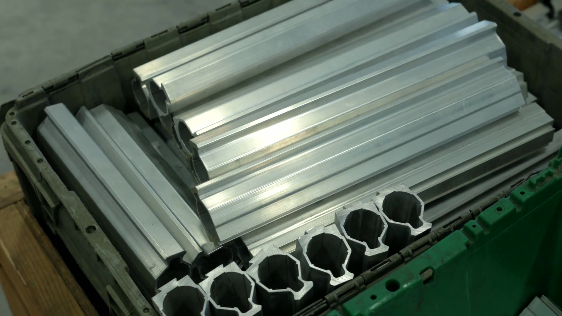 Aluminum extrusion stock ready for cutting