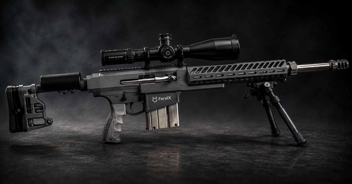 Direwolf .338 Lapua Magnum semi-automatic sniper rifle, produced by FeralX in Ontario